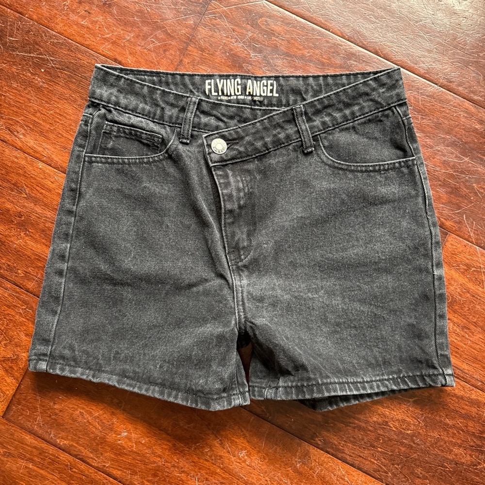 Flying Angel Women's Black Denim Shorts